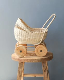 Poppie Toys Rattan Doll Pram Stroller *New*