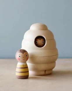 Gnezdo Handmade Wooden Honey Bee Set With Beehive *New*