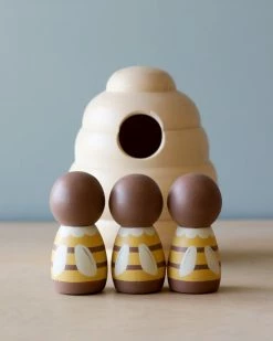 Gnezdo Handmade Wooden Honey Bee Set With Beehive *New*