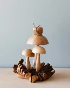 Odin Parker *New* Handmade Wooden Mushrooms With Snail