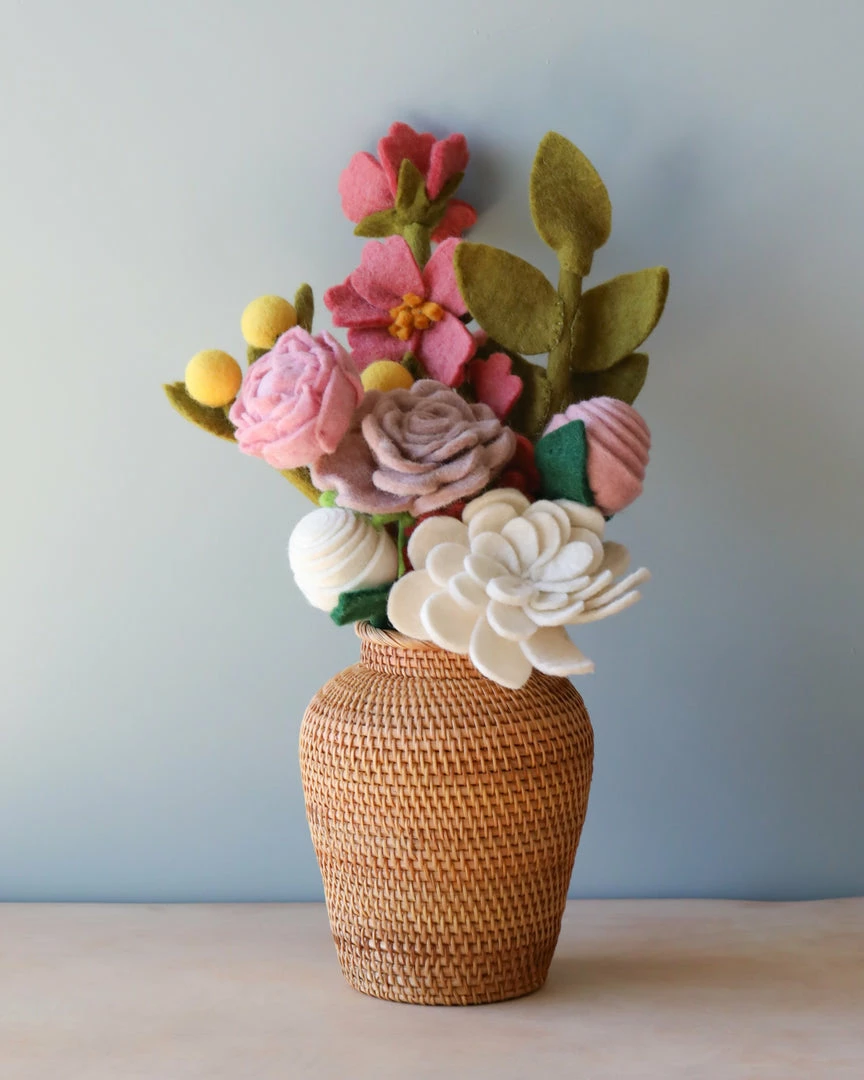 Odin Parker Felt Flowers In A Vase *New* 3 Odin Parker Felt Flowers In A Vase *New*