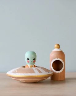 Odin Parker Handmade Wooden UFO With Alien