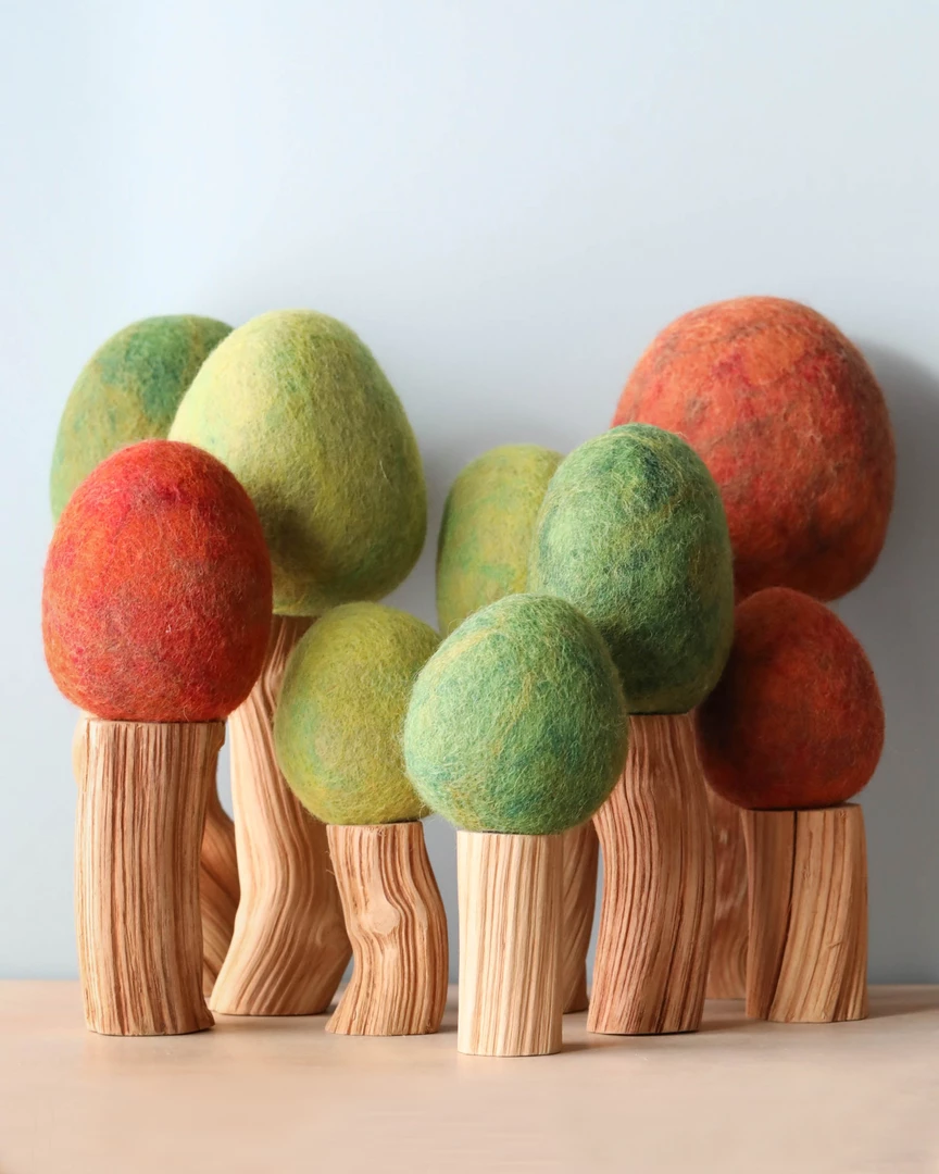 Papoose *New* Handmade Wood & Felt Trees 3 Papoose *New* Handmade Wood & Felt Trees