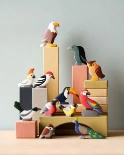 Mikheev Manufactory 12 Piece Wooden Bird Set *New*