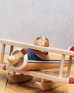 Gnezdo Handmade Wooden Airplane With Pilot