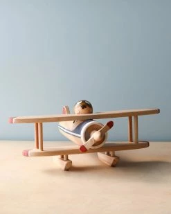 Gnezdo Handmade Wooden Airplane With Pilot