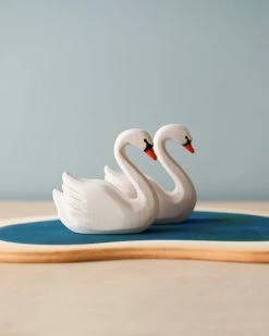 Bumbu Toys *New* Handmade Wooden Swans In A Lake