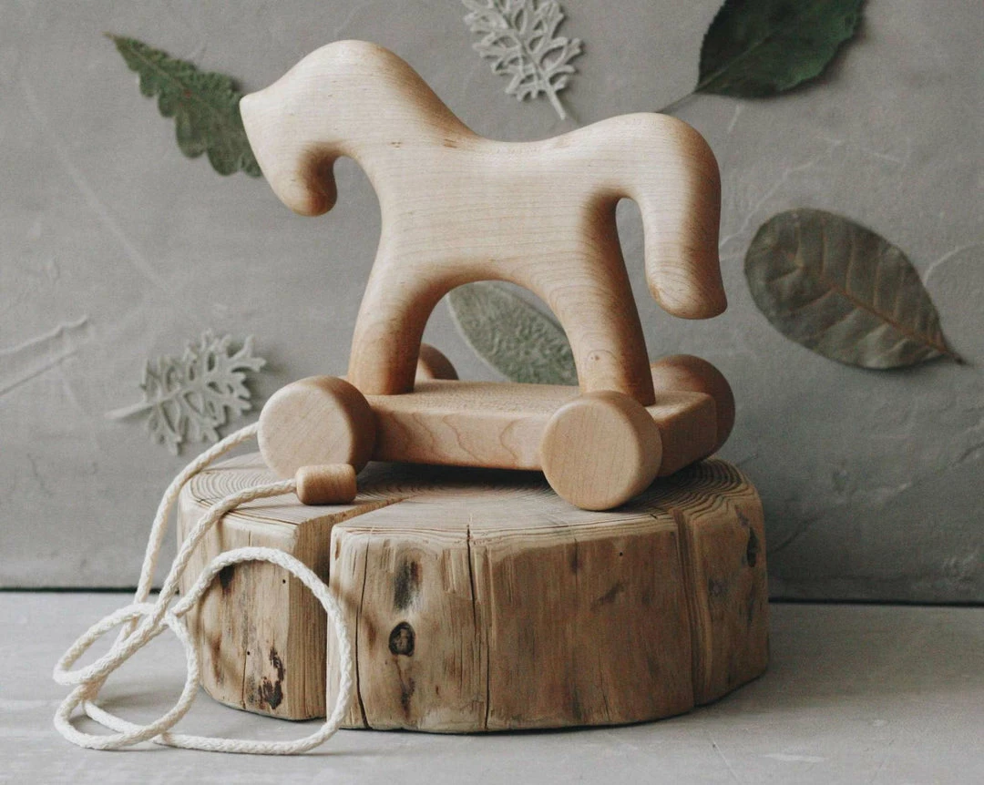 Tateplota Handmade Wooden Horse Pull Toy *New* 4 Tateplota Handmade Wooden Horse Pull Toy *New*