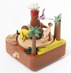 Wooderful Life Wooden Volcano & Dinosaur Music Box