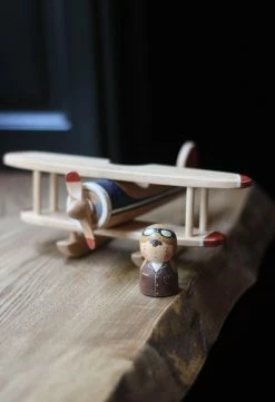 Gnezdo Handmade Wooden Airplane With Pilot