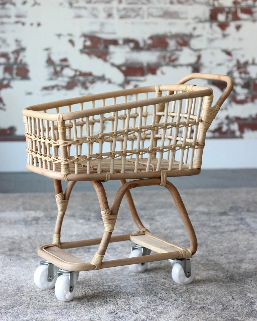 Poppie Toys *New* Rattan Grocery Shopping Cart 10 Poppie Toys *New* Rattan Grocery Shopping Cart