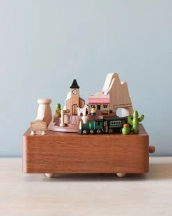 Wooderful Life *New* Wooden Train Music Box - Western Town