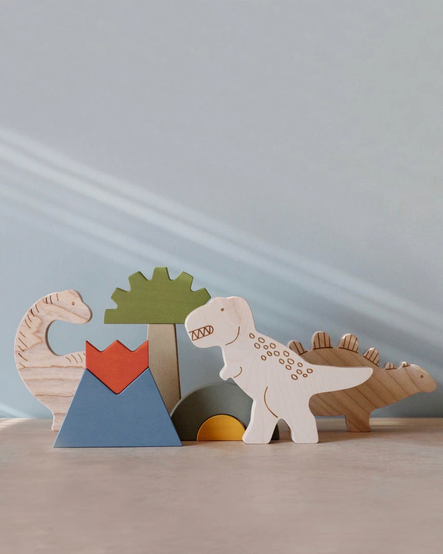 Briki Vroom Vroom Wooden Dinosaur Set 3 Briki Vroom Vroom Wooden Dinosaur Set