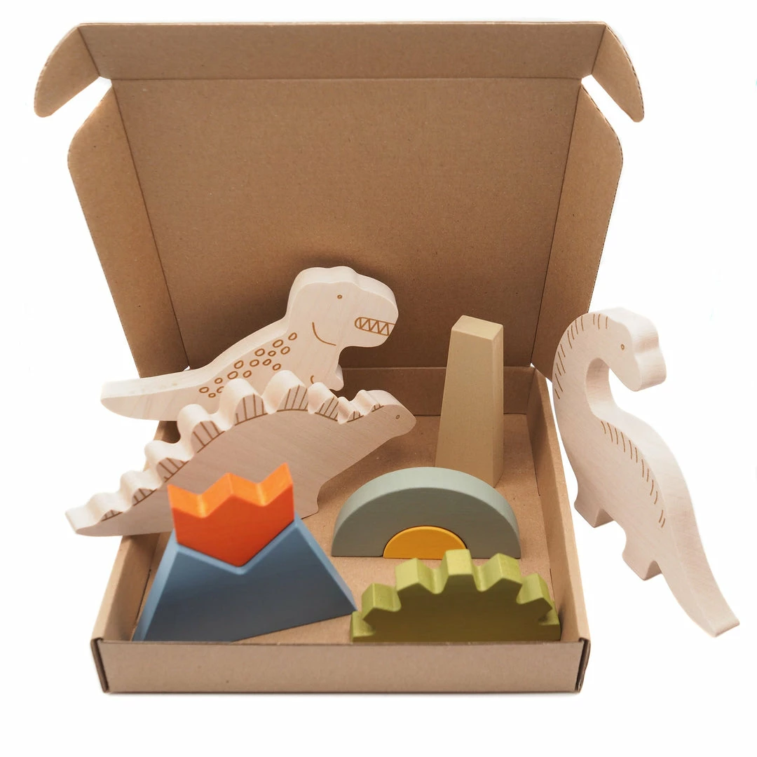 Briki Vroom Vroom Wooden Dinosaur Set 6 Briki Vroom Vroom Wooden Dinosaur Set