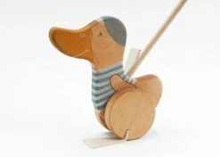 Friendly Toys *New* Handmade Wooden Duck Push Toy